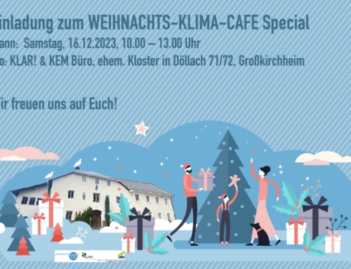 Einladung zum WEIHNACHTS-KLIMA-CAFE Special, Sa., 16.12.23, 10.00 – 13.00 Uhr, ehem. Kloster Döllach